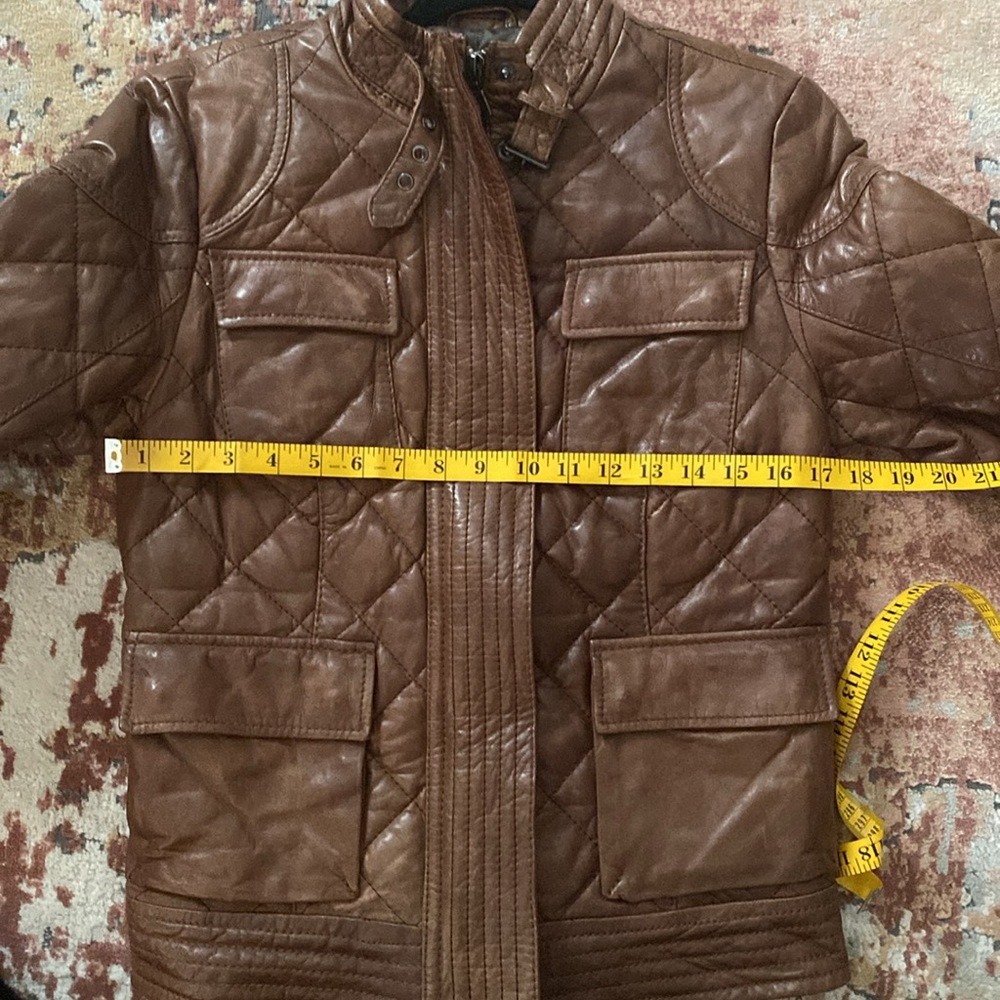 Eddie Bauer Brown Quilted Leather Jacket - Picture 14 of 17